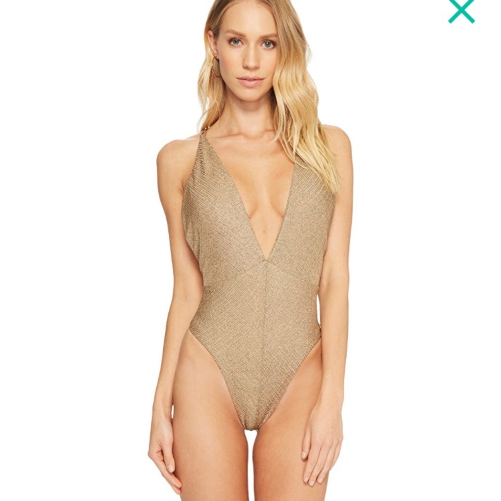 Deep V Compai reversible bikini in bronze.